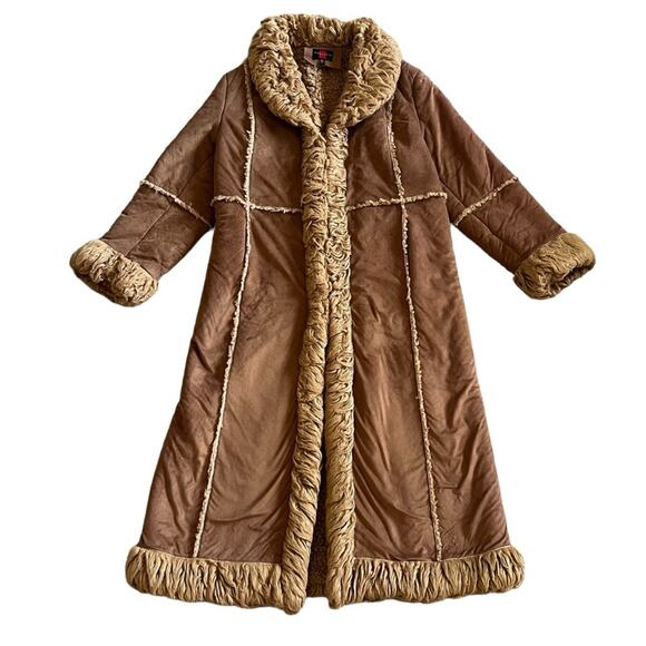 Gallery Jackets & Blazers - Gallery Women’s Vintage Penny Lane Fur Sherpa Lined Long Brown Maxi Coat Sz XL